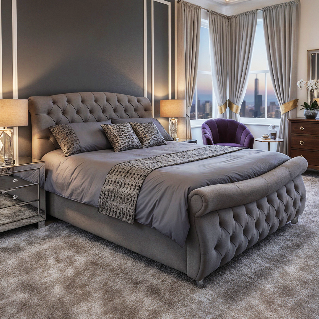 Sleigh Upholstery Chesterfield Bed – AQ Beds