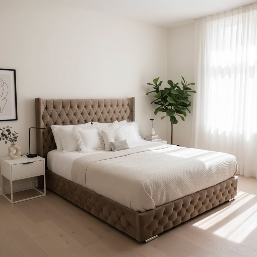 Rehan wingback Chesterfield bed – AQ Beds
