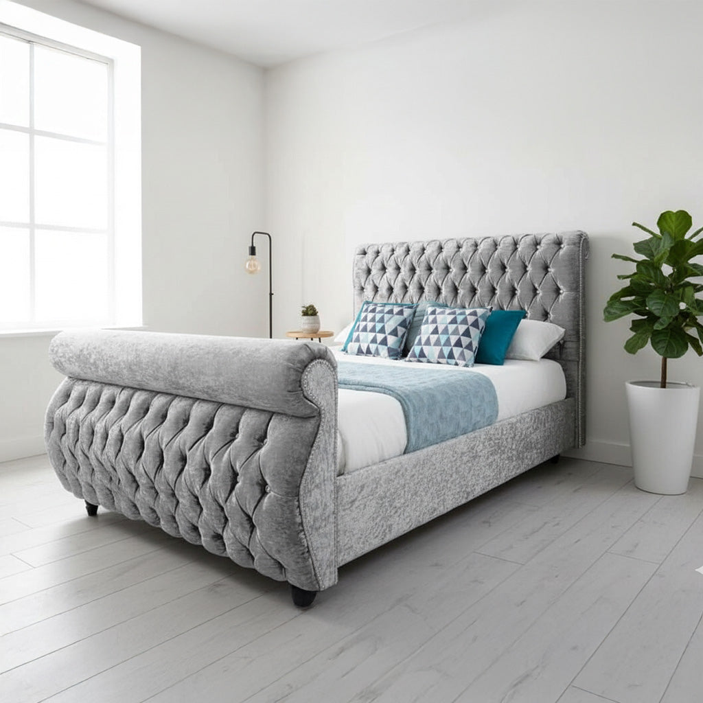 Swan Button Studded Chesterfield Bed – AQ Beds