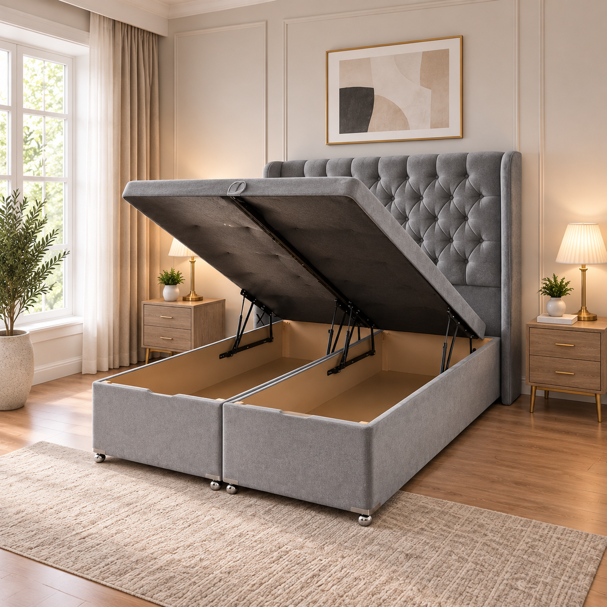 The Langford Wingback Ottoman Bed