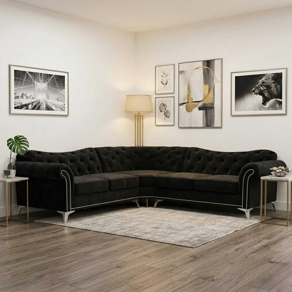 Elegance Plain Seat Corner Sofa