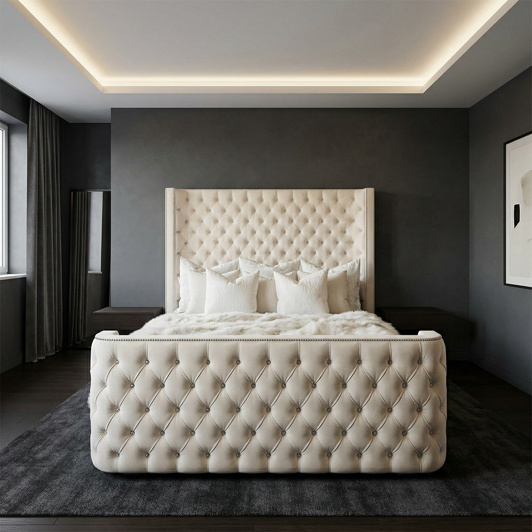 Crop Wingback Chesterfield Bed