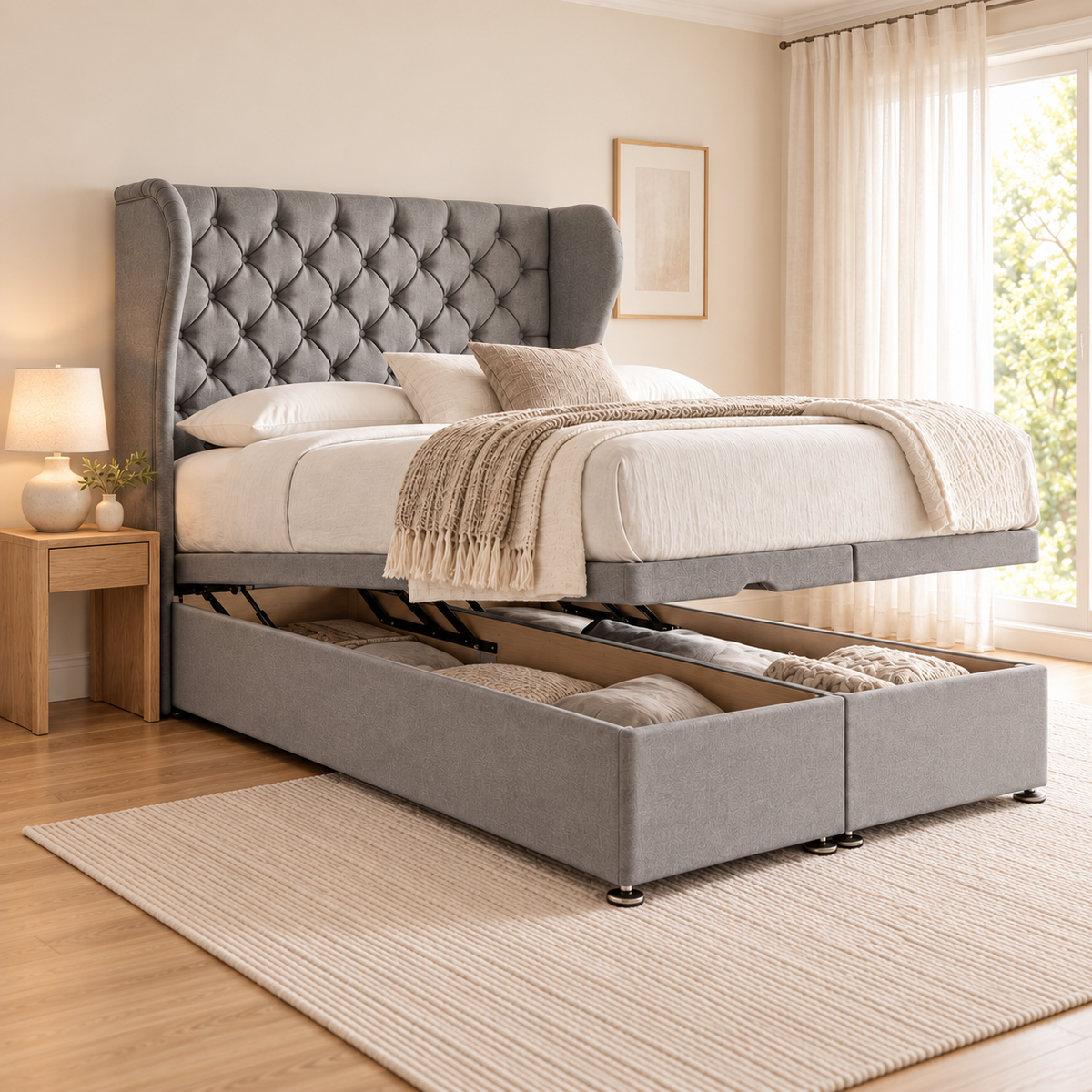 Windsor Wingback Ottoman Bed