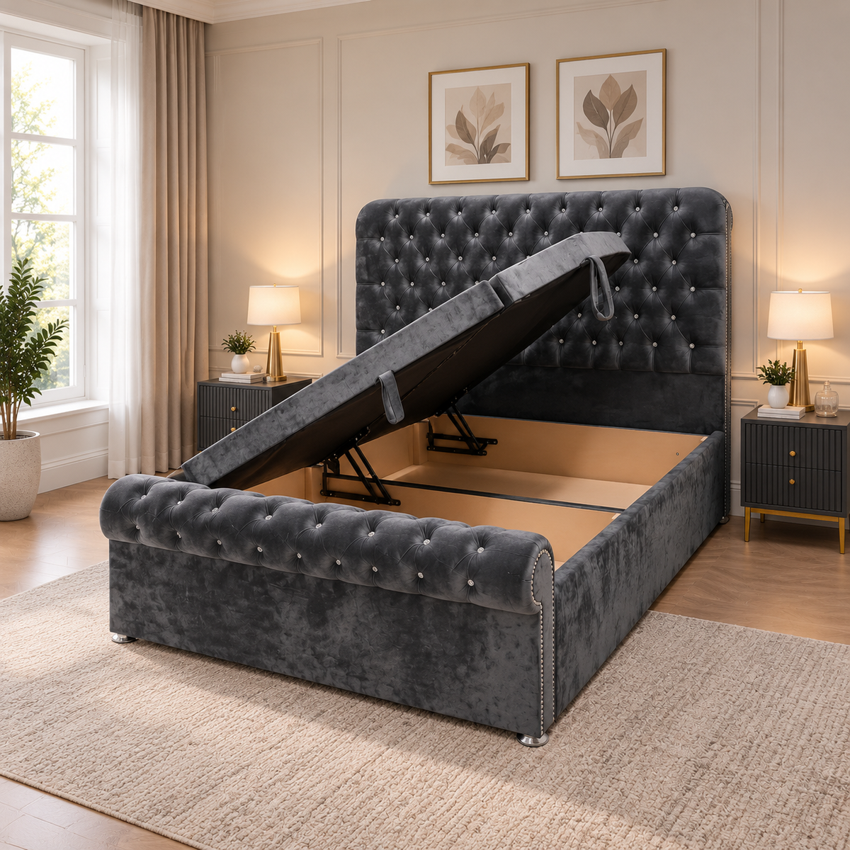 The Winchester Sleigh Ottoman Bed