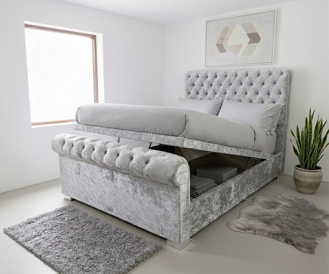 Sleigh Divan Ottoman Bed