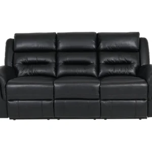 Turin 3 Seater Leather Recliner Sofa - Black