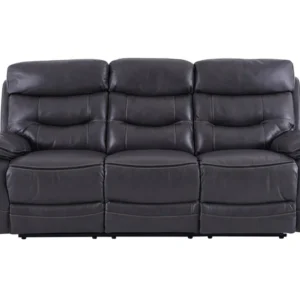 Noah Leather 3 Seater Recliner Sofa Graphite Grey